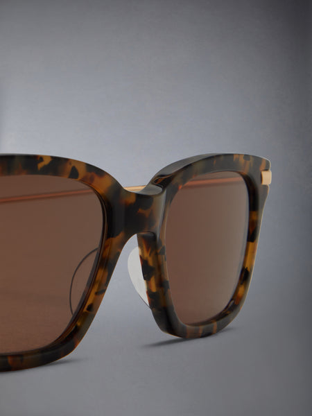 아세테이트 앤 티타늄 렉텡귤러 선글라스 다크 브라운