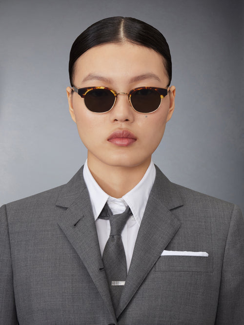 ACETATE AND TITANIUM OVAL SUNGLASSES