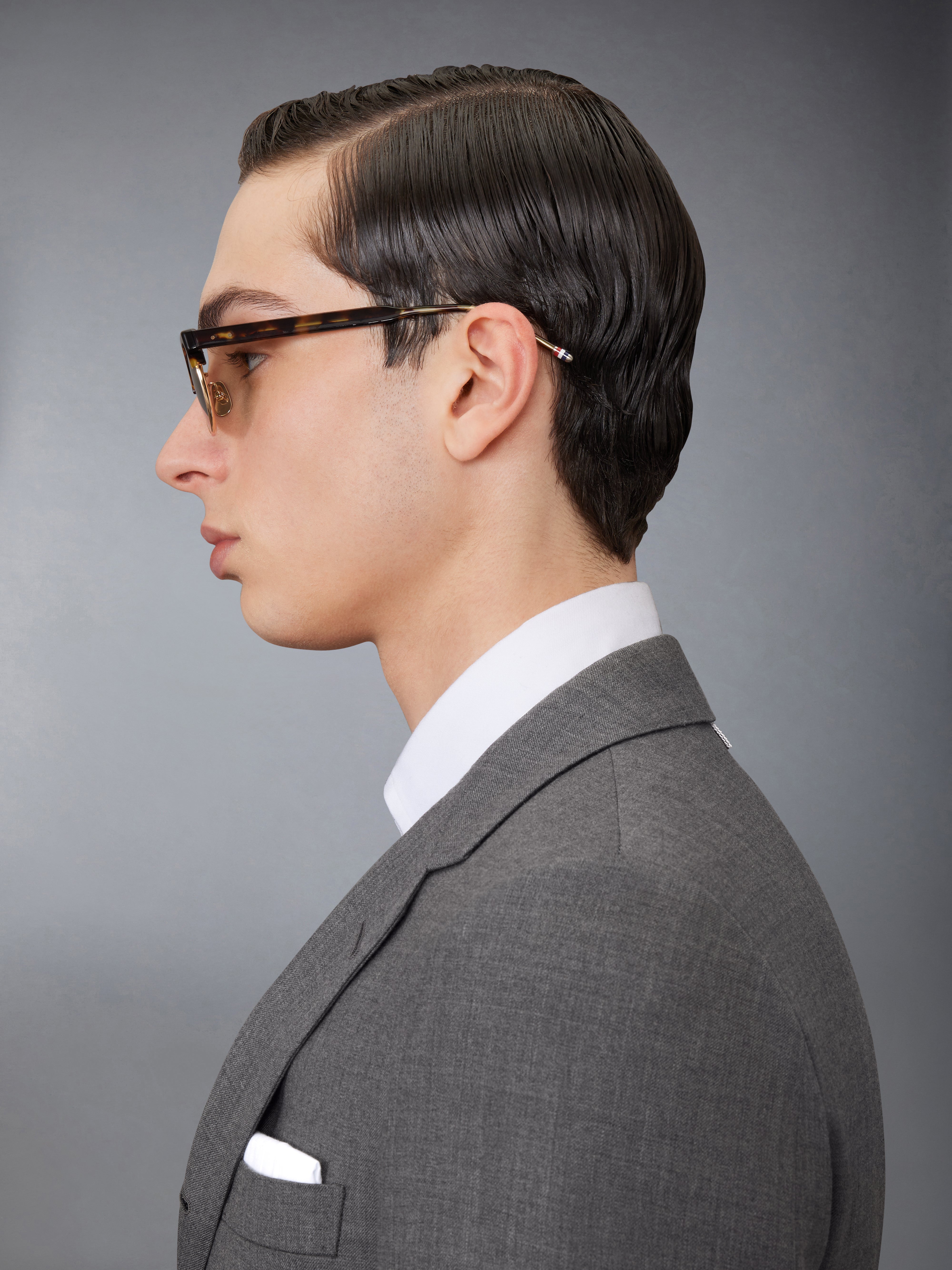 THOM BROWNE アヒエタ フレム サンクラス UES800AG000321 215 Acetate And Titanium Rectangular Aviator Sunglasses | Thom