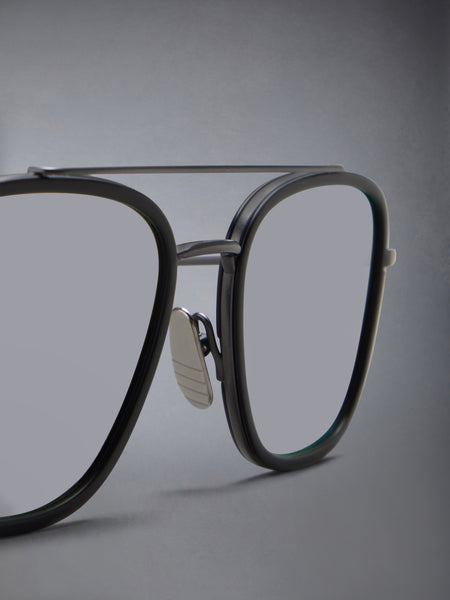 ACETATE AND TITANIUM RECTANGULAR AVIATOR SUNGLASSES