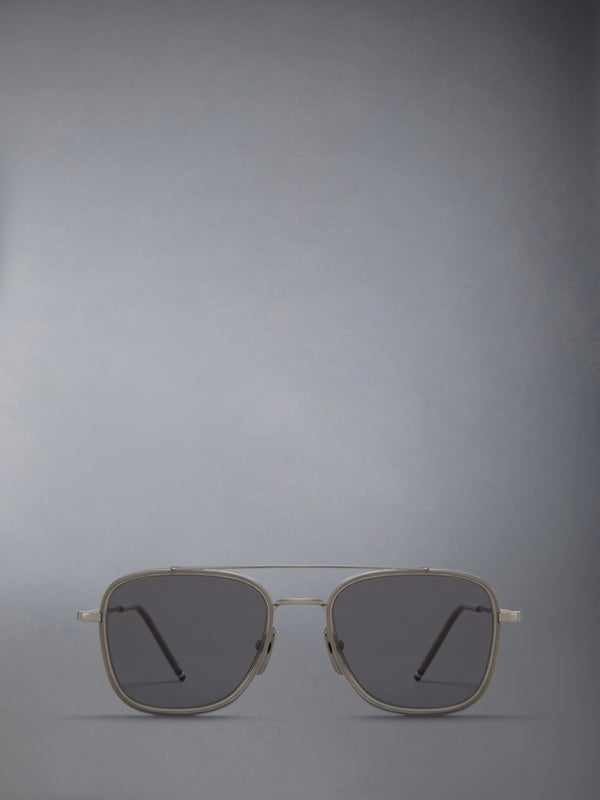 ACETATE AND TITANIUM RECTANGULAR AVIATOR SUNGLASSES