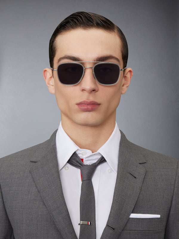 ACETATE AND TITANIUM RECTANGULAR AVIATOR SUNGLASSES