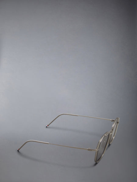 ACETATE AND TITANIUM RECTANGULAR AVIATOR SUNGLASSES