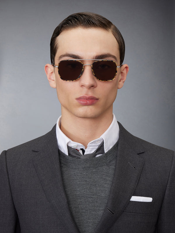 ACETATE AND TITANIUM RECTANGULAR AVIATOR SUNGLASSES - image 2