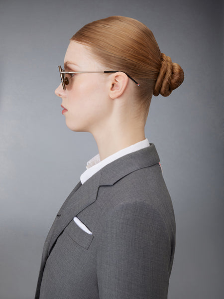 ACETATE AND TITANIUM RECTANGULAR AVIATOR SUNGLASSES DARK BROWN