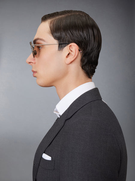 ACETATE AND TITANIUM RECTANGULAR AVIATOR SUNGLASSES DARK BROWN