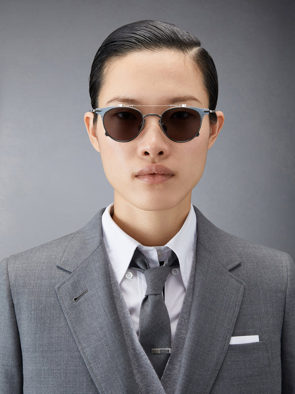 TITANIUM ROUND CLIP ON SUNGLASSES