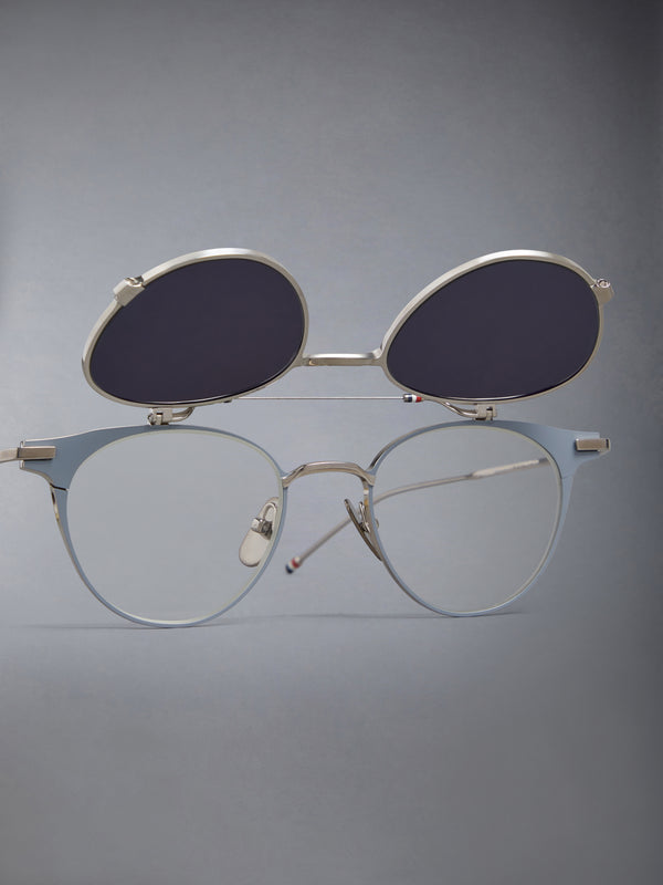 TITANIUM ROUND CLIP ON SUNGLASSES