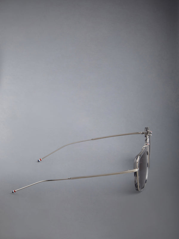 ACETATE AND TITANIUM RECTANGULAR AVIATOR SUNGLASSES