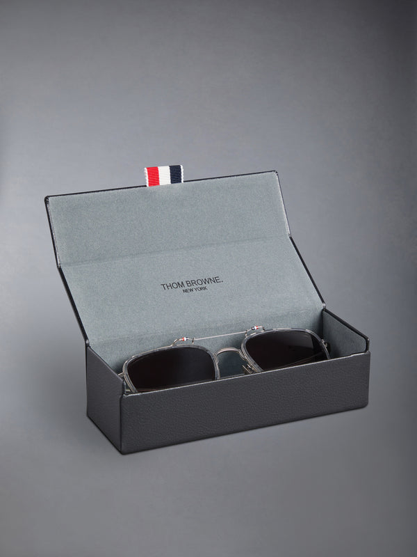 ACETATE AND TITANIUM RECTANGULAR AVIATOR SUNGLASSES