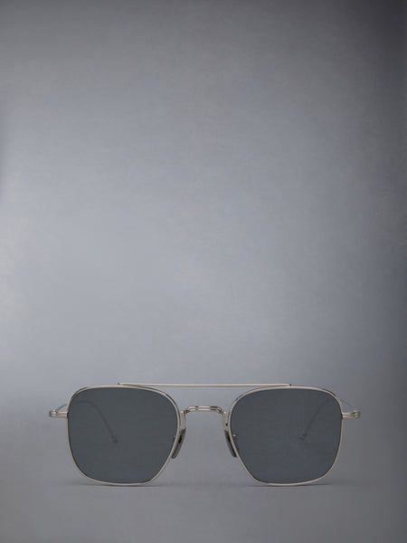 TITANIUM SQUARED AVIATOR SUNGLASSES SILVER