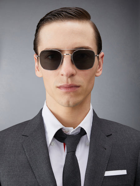 TITANIUM SQUARED AVIATOR SUNGLASSES SILVER