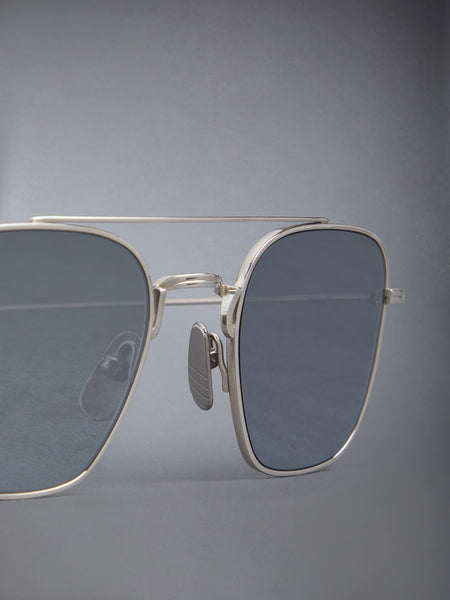 TITANIUM SQUARED AVIATOR SUNGLASSES SILVER