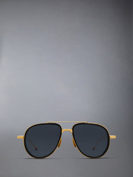 ACETATE AND TITANIUM AVIATOR SUNGLASSES YELLOW GOLD