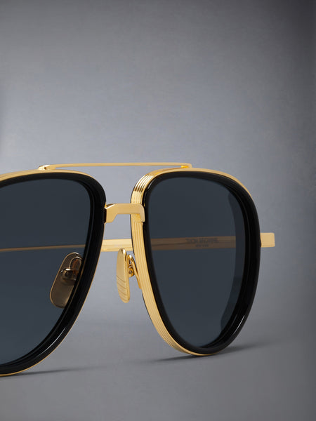 ACETATE AND TITANIUM AVIATOR SUNGLASSES YELLOW GOLD