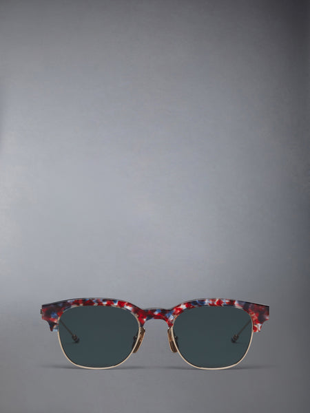 ACETATE AND TITANIUM OVAL SUNGLASSES RWBWHT