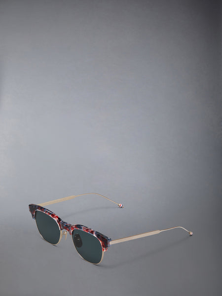 ACETATE AND TITANIUM OVAL SUNGLASSES RWBWHT