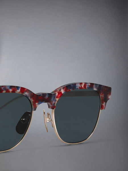 ACETATE AND TITANIUM OVAL SUNGLASSES RWBWHT