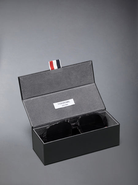 ACETATE AND TITANIUM AVIATOR PILOT SUNGLASSES BLACK/ASPHALT