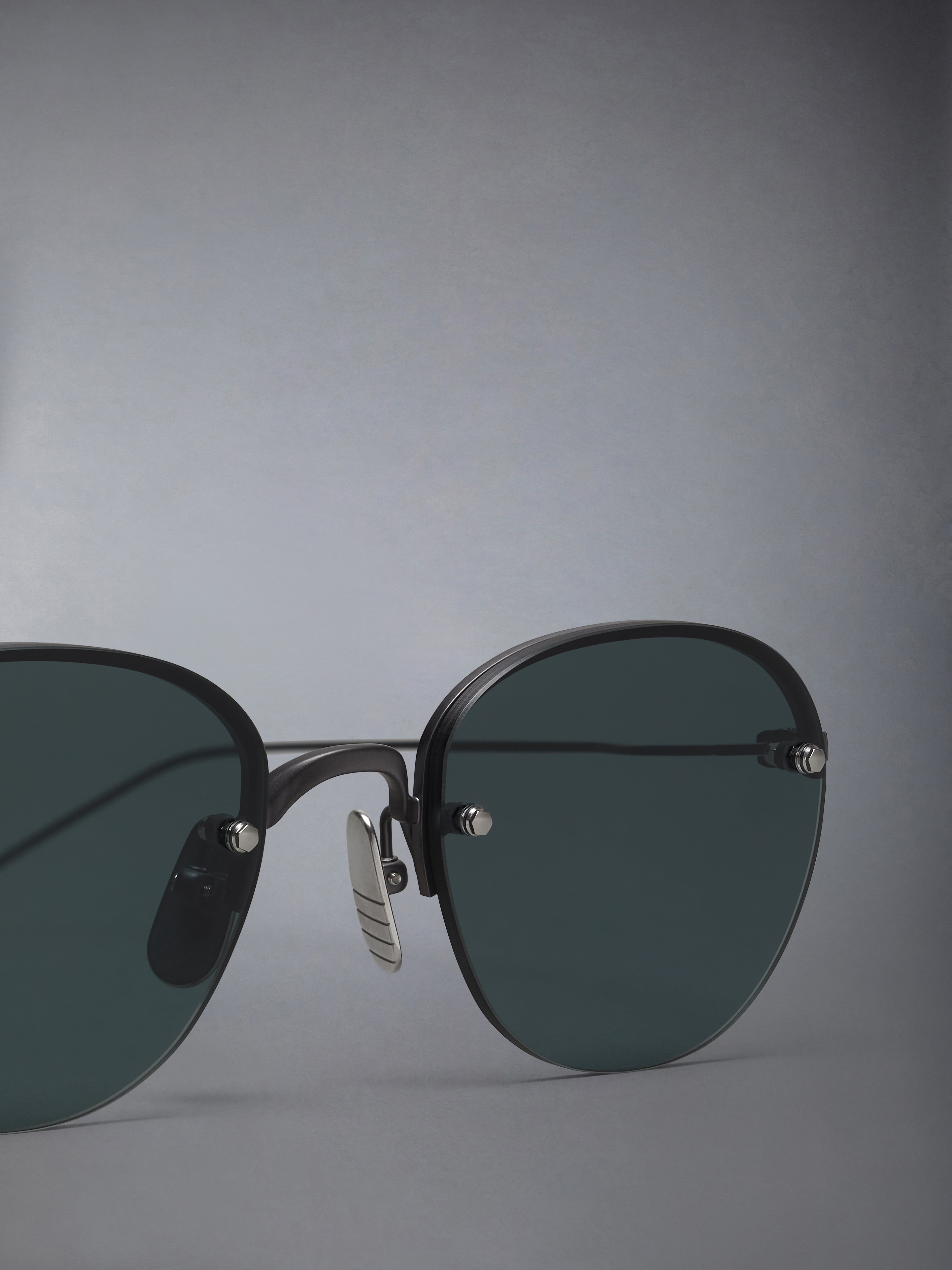 Titanium Semi Rimless Oval Sunglasses | Thom Browne
