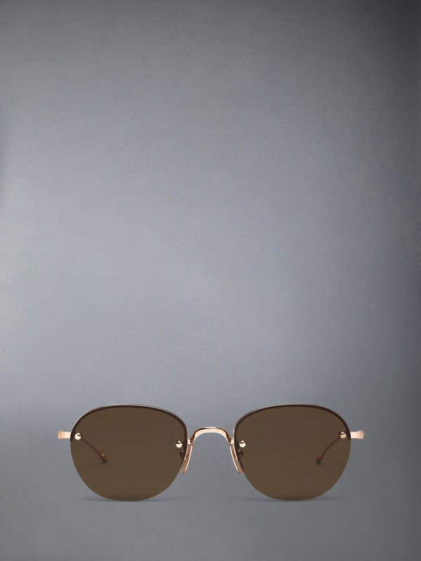 TITANIUM SEMI RIMLESS OVAL SUNGLASSES - featured image