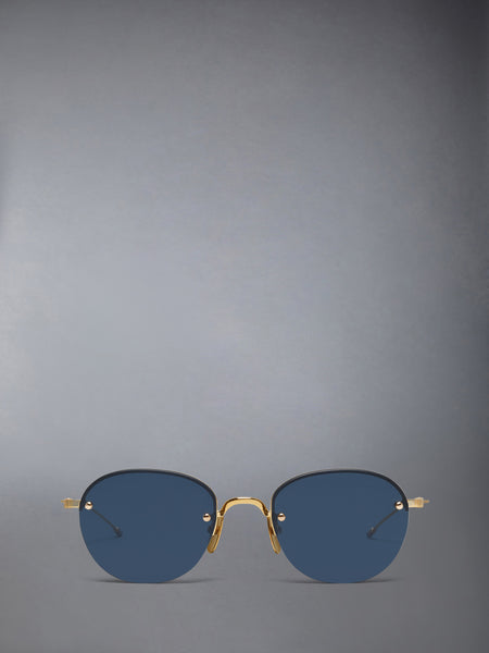 TITANIUM SEMI RIMLESS OVAL SUNGLASSES YELLOW GOLD