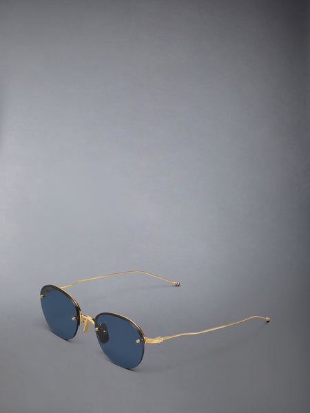 TITANIUM SEMI RIMLESS OVAL SUNGLASSES YELLOW GOLD