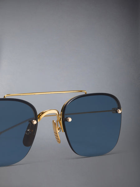 TITANIUM SEMI RIMLESS PILOT SUNGLASSES YELLOW GOLD