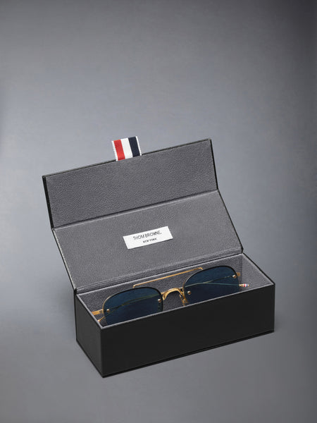 TITANIUM SEMI RIMLESS PILOT SUNGLASSES YELLOW GOLD