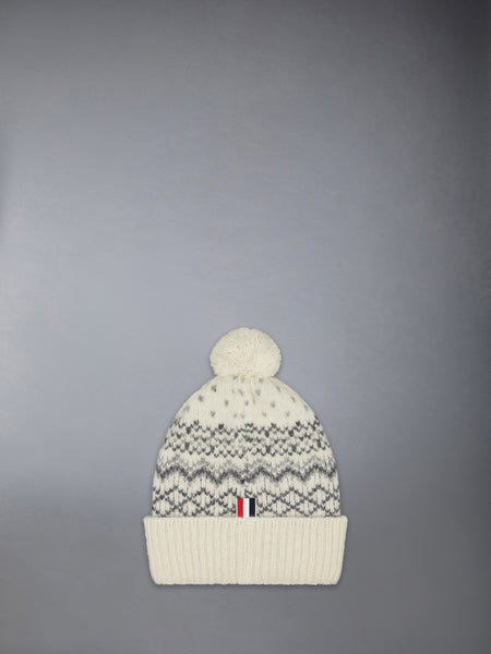 FAIRISLE DONEGAL MOHAIR TWEED JERSEY HAT WHITE