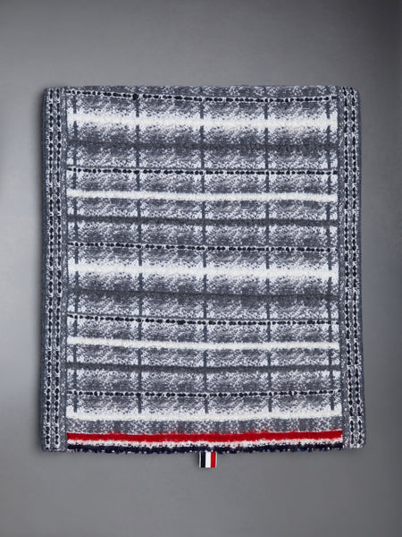 Tartan Merino and Mohair Stripe Scarf LT GREY