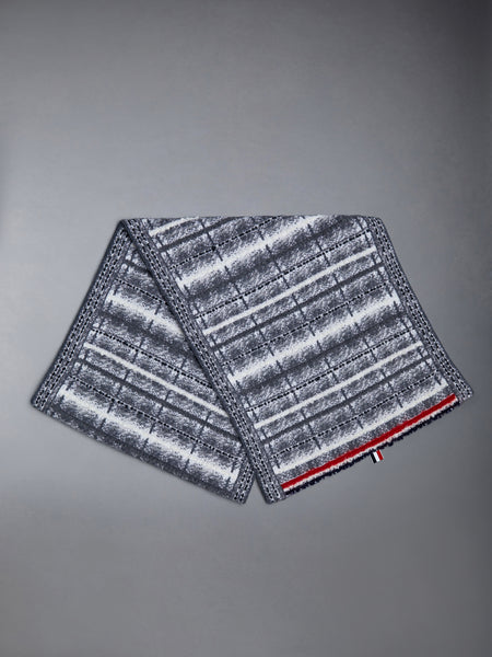 Tartan Merino and Mohair Stripe Scarf LT GREY