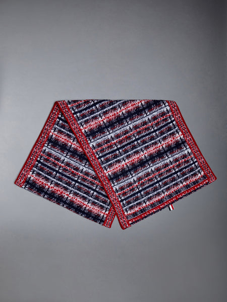 Tartan Merino and Mohair Stripe Scarf RWBWHT