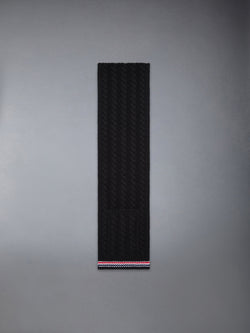 CASHMERE BABY CABLE STITCH RWB STRIPE POCKET SCARF