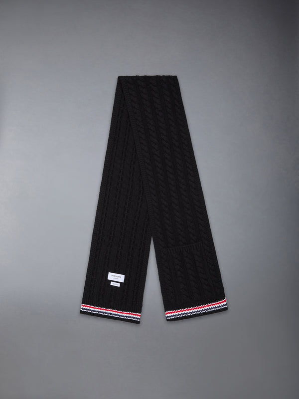 CASHMERE BABY CABLE STITCH RWB STRIPE POCKET SCARF - image 2